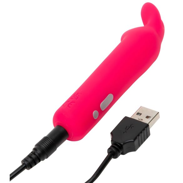 Happyrabbit - mini vibrator tip bullet cu iepuraș - reîncărcabil, roz