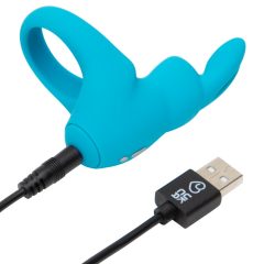   Happyrabbit Cock - inel vibrator pentru penis cu baterie (albastru)