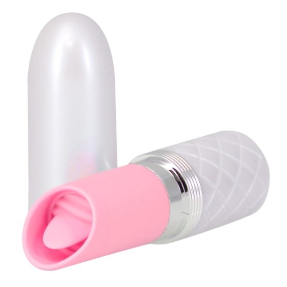 Pillow Talk Lusty - vibrator cu baterie, în formă de ruj, cu limbă (roz)