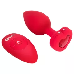   b-Vibe heart - vibrator anal cu acumulator, cu telecomandă (roșu)