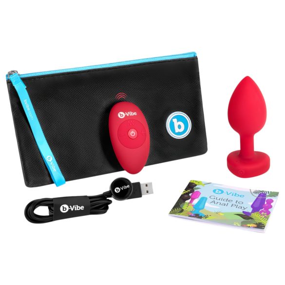b-vibe heart - vibrator anal roșu, reîncărcabil și cu telecomandă