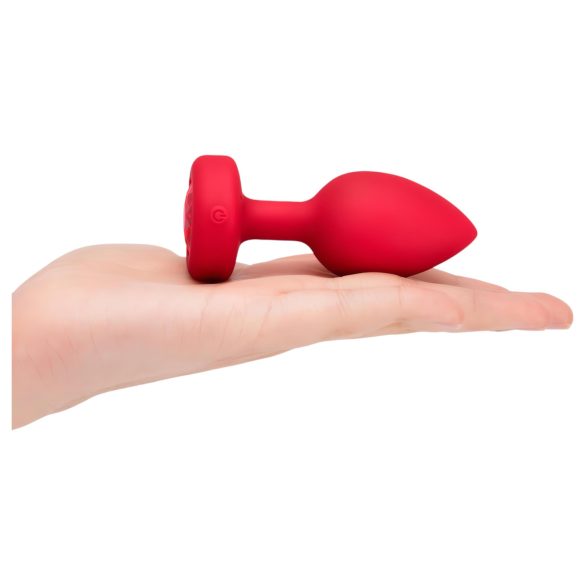 b-vibe heart - vibrator anal roșu, reîncărcabil și cu telecomandă