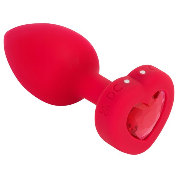 b-vibe heart - vibrator anal roșu, reîncărcabil și cu telecomandă