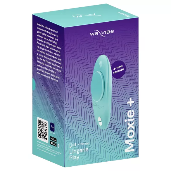 We-Vibe Moxie+ - vibrator clitoridian purtabil, cu aplicație și telecomandă (turcoaz)