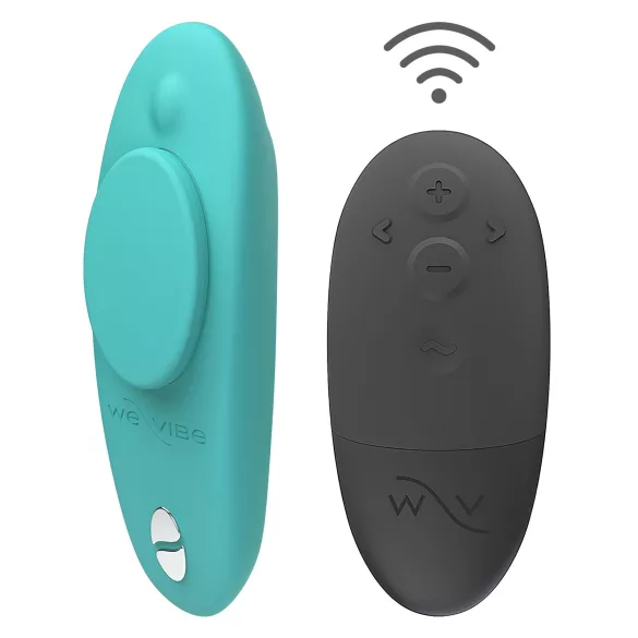 We-Vibe Moxie+ - vibrator clitoridian purtabil, cu aplicație și telecomandă (turcoaz)