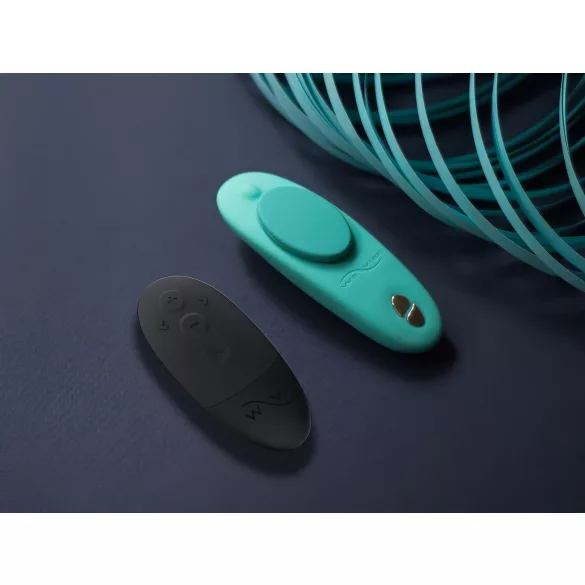 We-Vibe Moxie+ - vibrator clitoridian purtabil, cu aplicație și telecomandă (turcoaz)