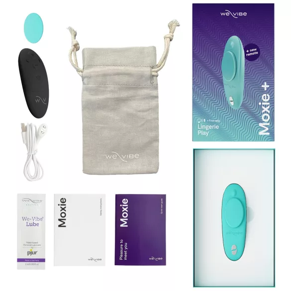 We-Vibe Moxie+ - vibrator clitoridian purtabil, cu aplicație și telecomandă (turcoaz)