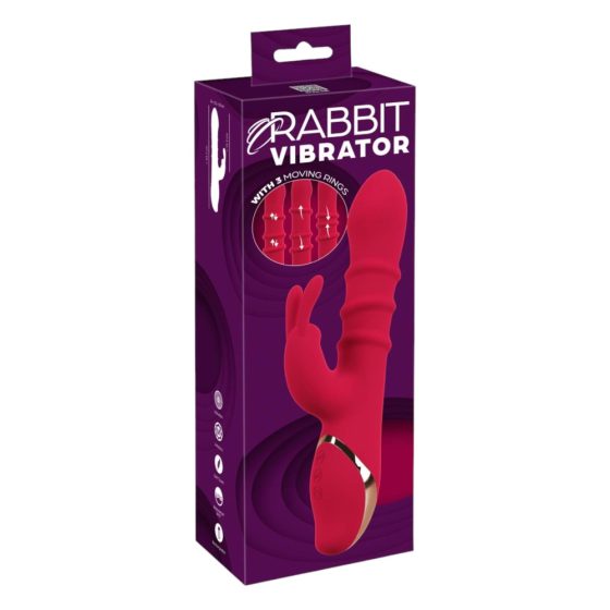 You2Toys Rabbit - vibrator cu inel mobil (roșu)