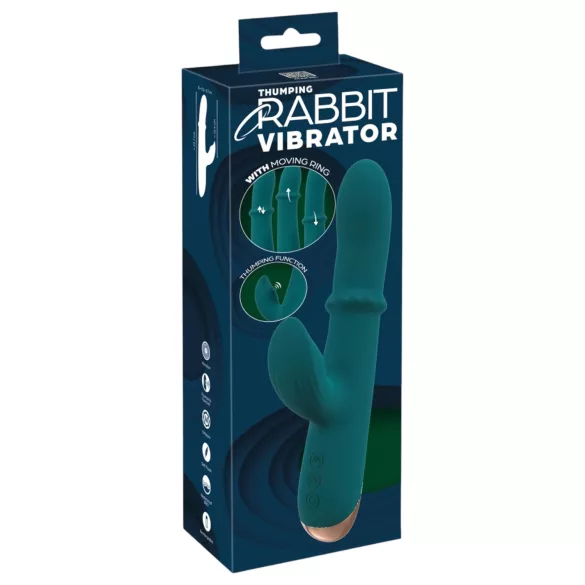 You2Toys - Vibrator tip iepuraș cu inel - rezistent - turcoaz
