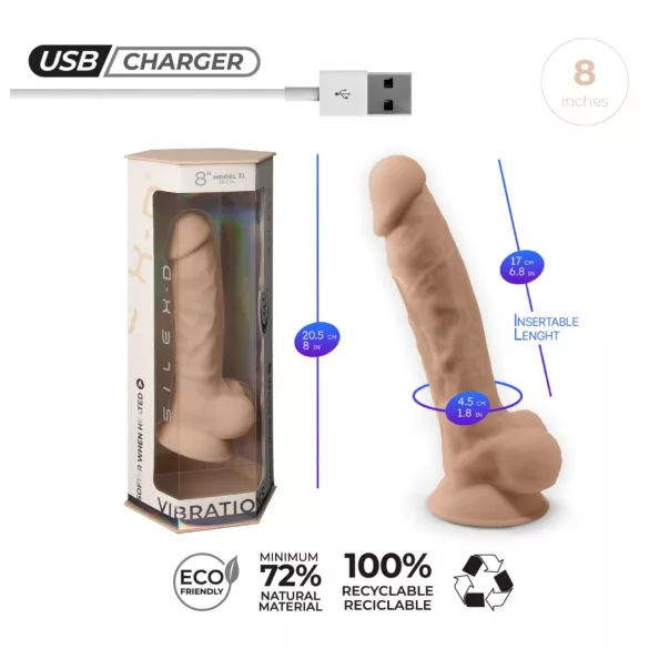 Silexd 8 - vibrator pentru testicule cu telecomandă - culoare naturală