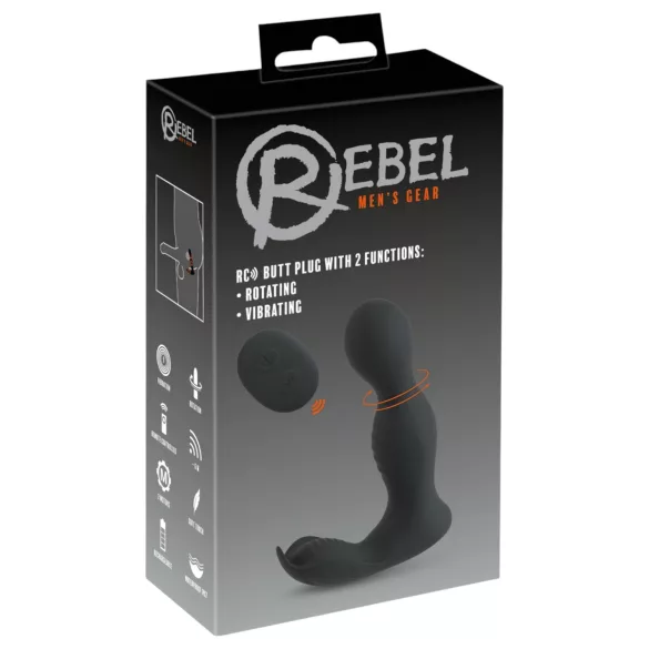 Rebel - vibrator prostată 2 în 1 cu telecomandă - silicon negru