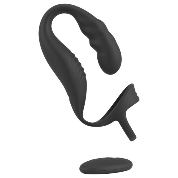 Rebel - vibrator pentru prostată cu inel pentru penis și testicule (negru)