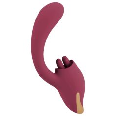 Javida - vibrator 2în1 cu limbă - silicon roșu
