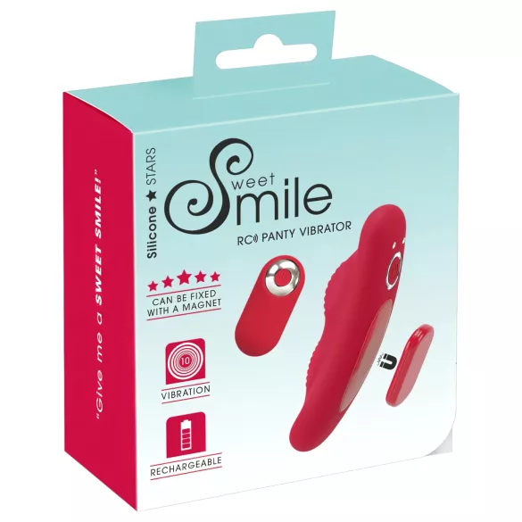 Smile - vibrator cu chilot și telecomandă wireless - reîncărcabil, roșu