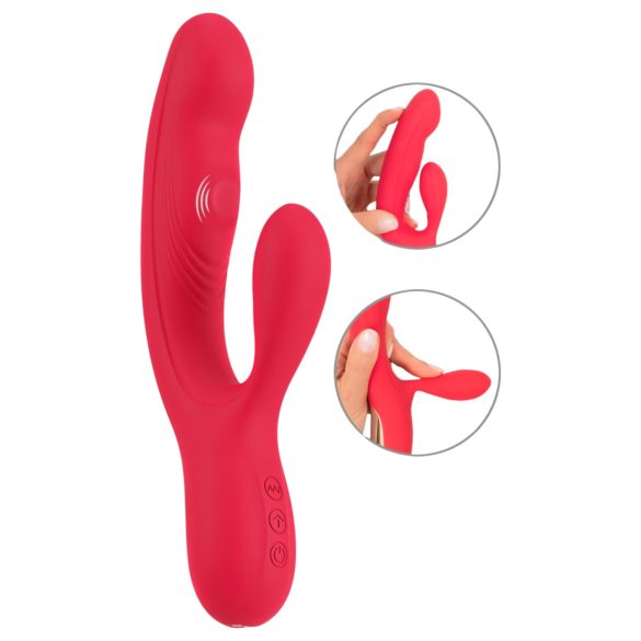 Smile Thumping Rabbit - vibrator cu 3 motoare - reîncărcabil - roșu