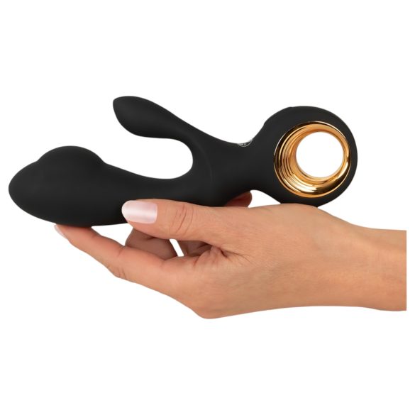 Eternal - vibrator cu braț pentru clitoris, pompat - silicon negru