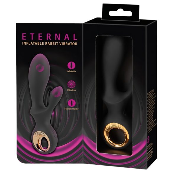 Eternal - vibrator cu braț pentru clitoris, pompat - silicon negru