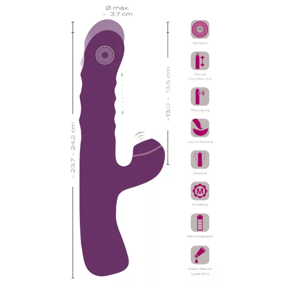 Javida - Vibrator 3în1 cu iepuraș - lila