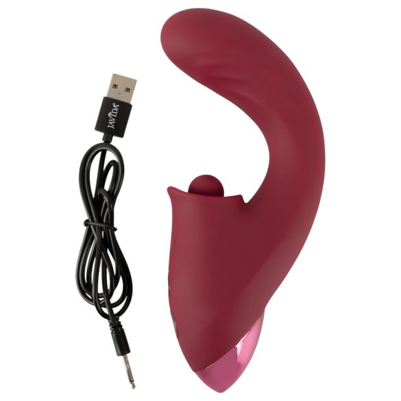 Javida - vibrator 3 în 1 cu limbă - silicon roșu