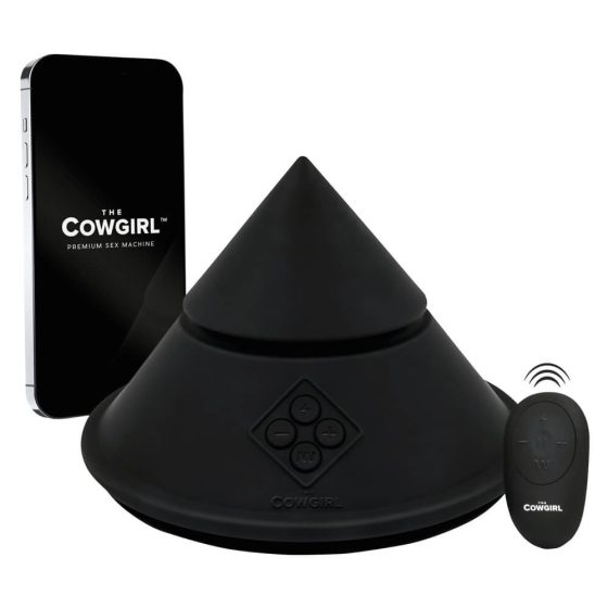 The Cowgirl Cone - masina de sex inteligentă cu diferiți atașamente (negru)