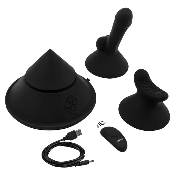 The Cowgirl Cone - mașină sexuală premium controlată prin aplicație - cu 2 capete interschimbabile, 20 moduri de vibrație (negru)