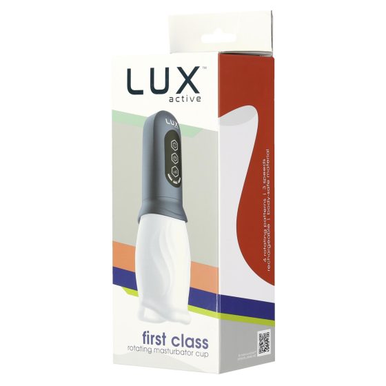 LUX Active First Class - masturbator cu cap rotativ (alb-gri)