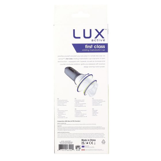 LUX Active First Class - masturbator cu cap rotativ (alb-gri)