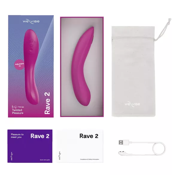 We-Vibe Rave 2 - vibrator pentru punctul G controlat prin aplicație (roz)