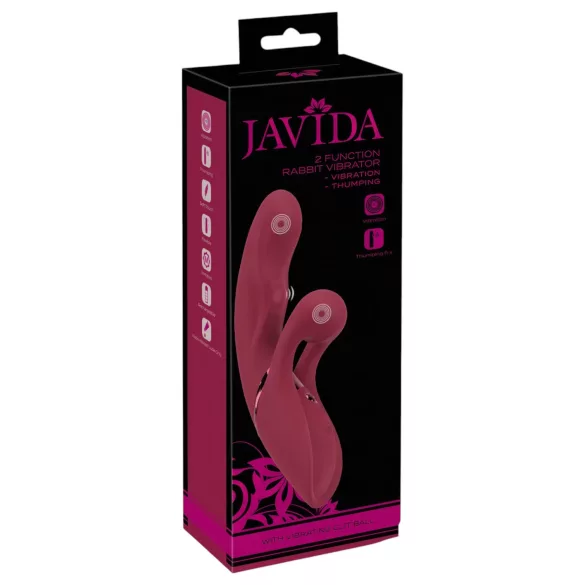 Javida - vibrator rabbit cu două funcții - încărcare USB - roșu