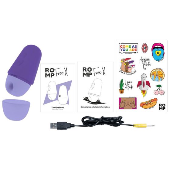 ROMP Free X - stimulator clitoridian cu vibrații de aer, cu baterie (violet)