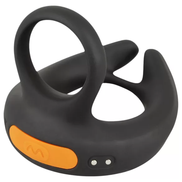 Rebel - inel pentru penis cu vibrații și vibrator testicular - negru