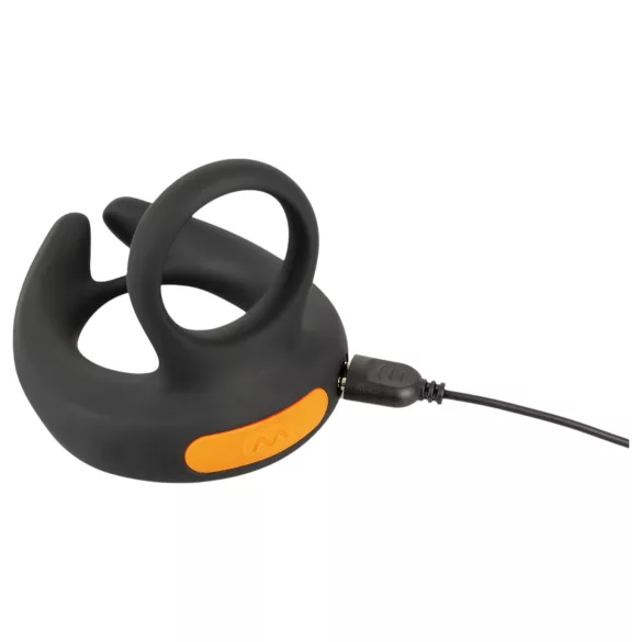 Rebel - inel pentru penis cu vibrații și vibrator testicular - negru