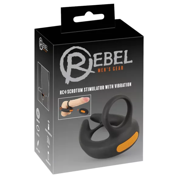 Rebel - inel pentru penis cu vibrații și vibrator testicular - negru
