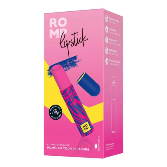 ROMP Lipstick - stimulator clitoridian cu valuri de aer, cu baterie (roz)
