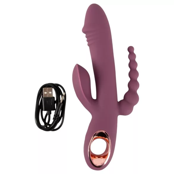 You2Toys - vibrator triplu cu acumulator - lila
