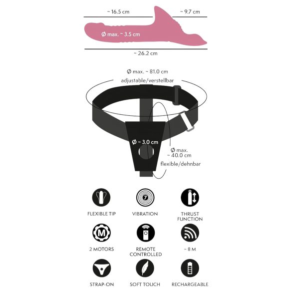 You2Toys - set vibrator cu curea - roșu