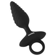   ANOS - dop anal cu vibrații și textură striată - silicon negru