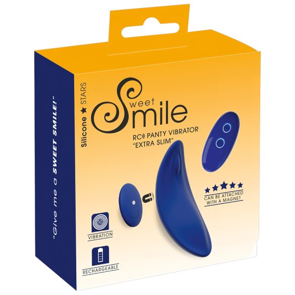 Smile - vibrator pentru chiloți extra subțire cu telecomandă - albastru