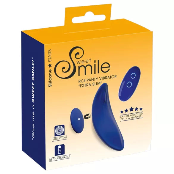 Smile - chiloți vibrator purtabili extra subțiri, cu telecomandă (albastru)