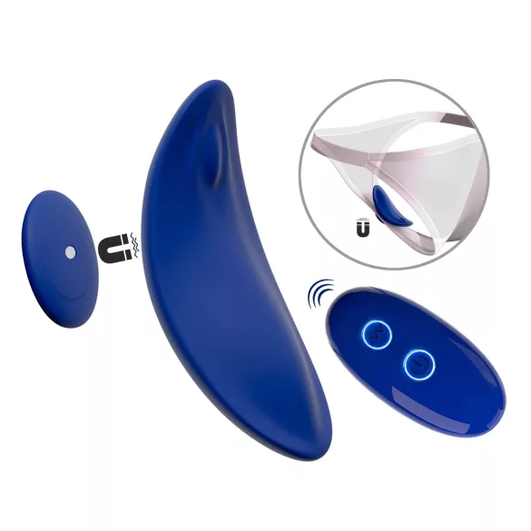 Smile - chiloți vibrator purtabili extra subțiri, cu telecomandă (albastru)