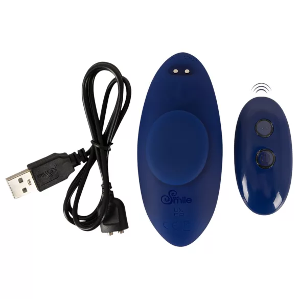 Smile - chiloți vibrator purtabili extra subțiri, cu telecomandă (albastru)