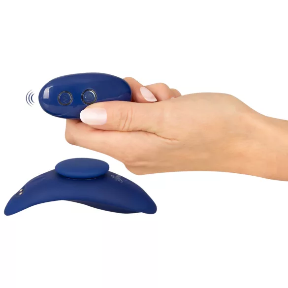 Smile - chiloți vibrator purtabili extra subțiri, cu telecomandă (albastru)
