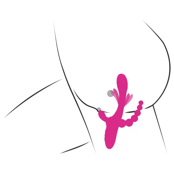 SMILE - vibrator triplu cu brațe și limbă - roz