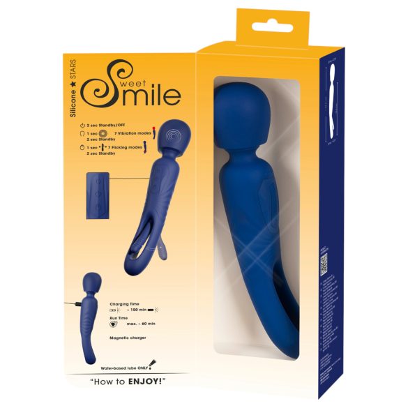 Smile - Vibrator masaj dublu tip limbă - silicon albastru