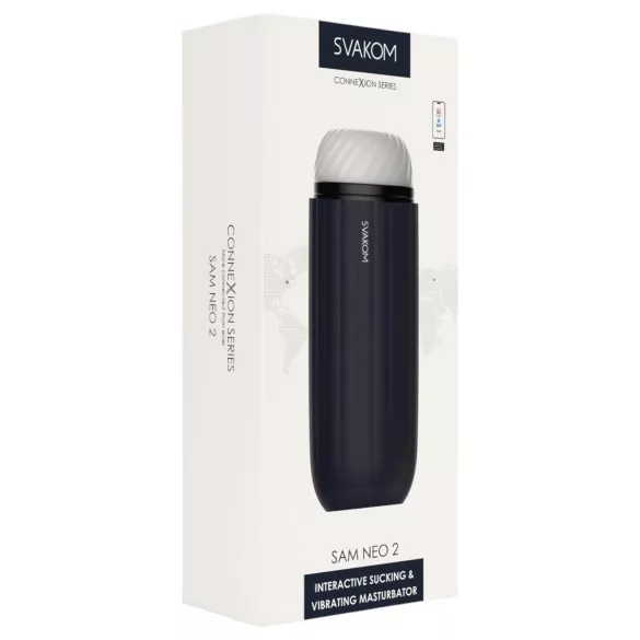 Svakom Sam Neo 2 - Masturbator controlat prin aplicație, pentru bărbați (alb-negru)