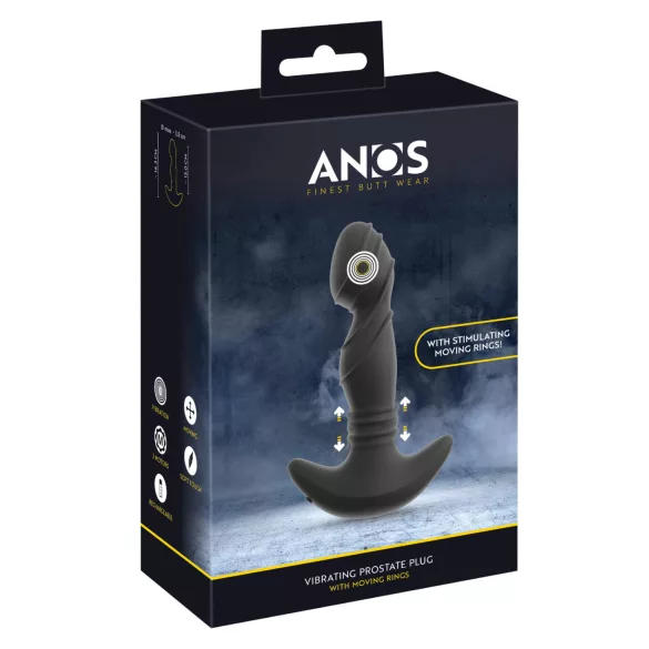 ANOS - vibrator prostată cu inel mobil - silicon negru