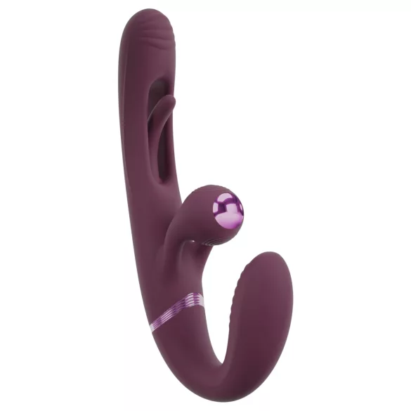 Javida - vibrator de cuplu fără bretele, cu ham (mov)