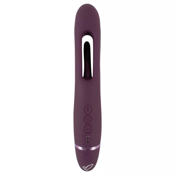 Javida - vibrator de cuplu fără bretele, cu ham (mov)