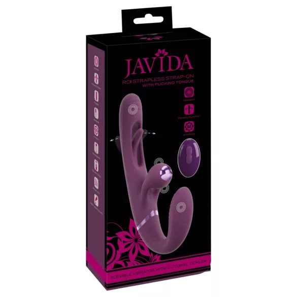 Javida - vibrator de cuplu fără bretele, cu ham (mov)