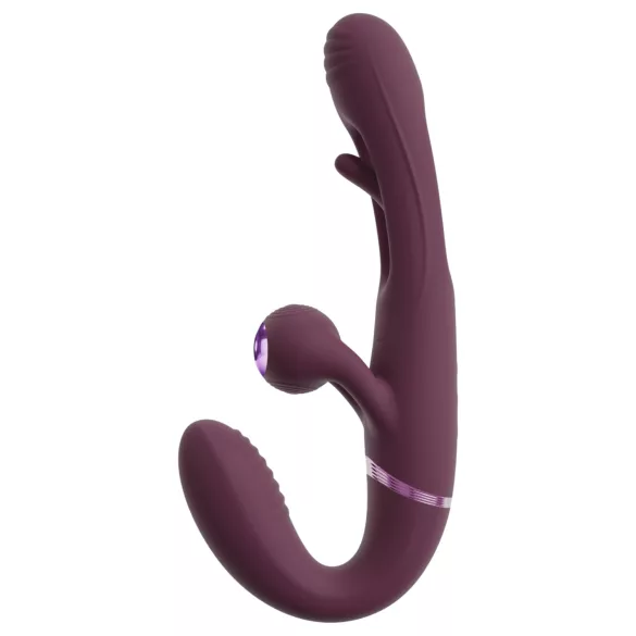 Javida - vibrator de cuplu fără bretele, cu ham (mov)